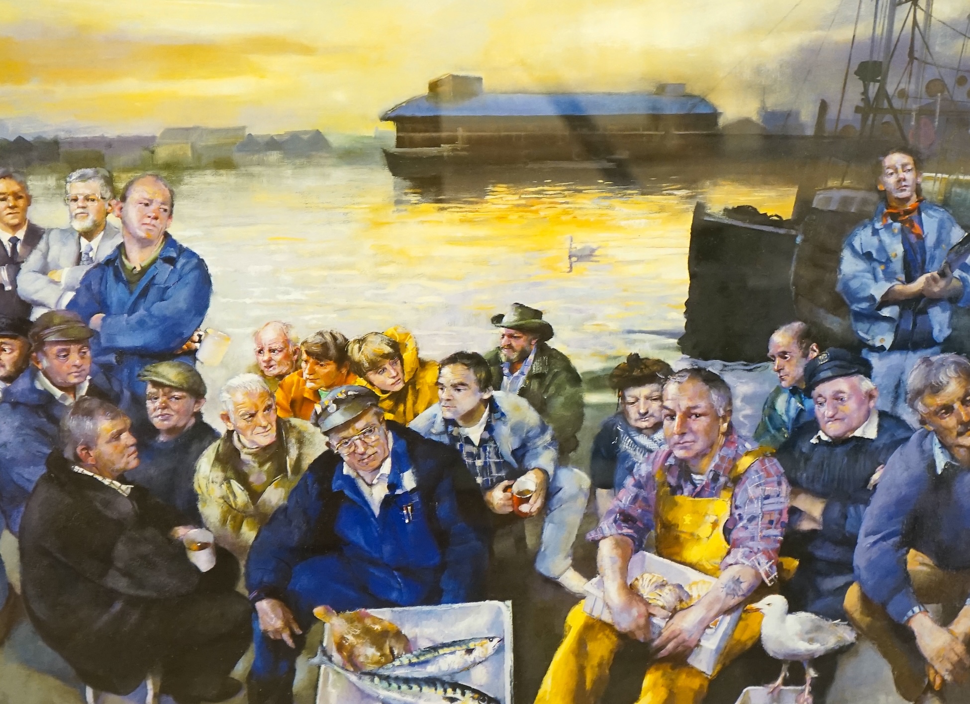 Robert Lenkiewicz (1941-2002), stochastic screened lithograph, 'The Barbican Fishermen 2000', signed in pencil, 15/250, 47 x 60cm. Condition - good